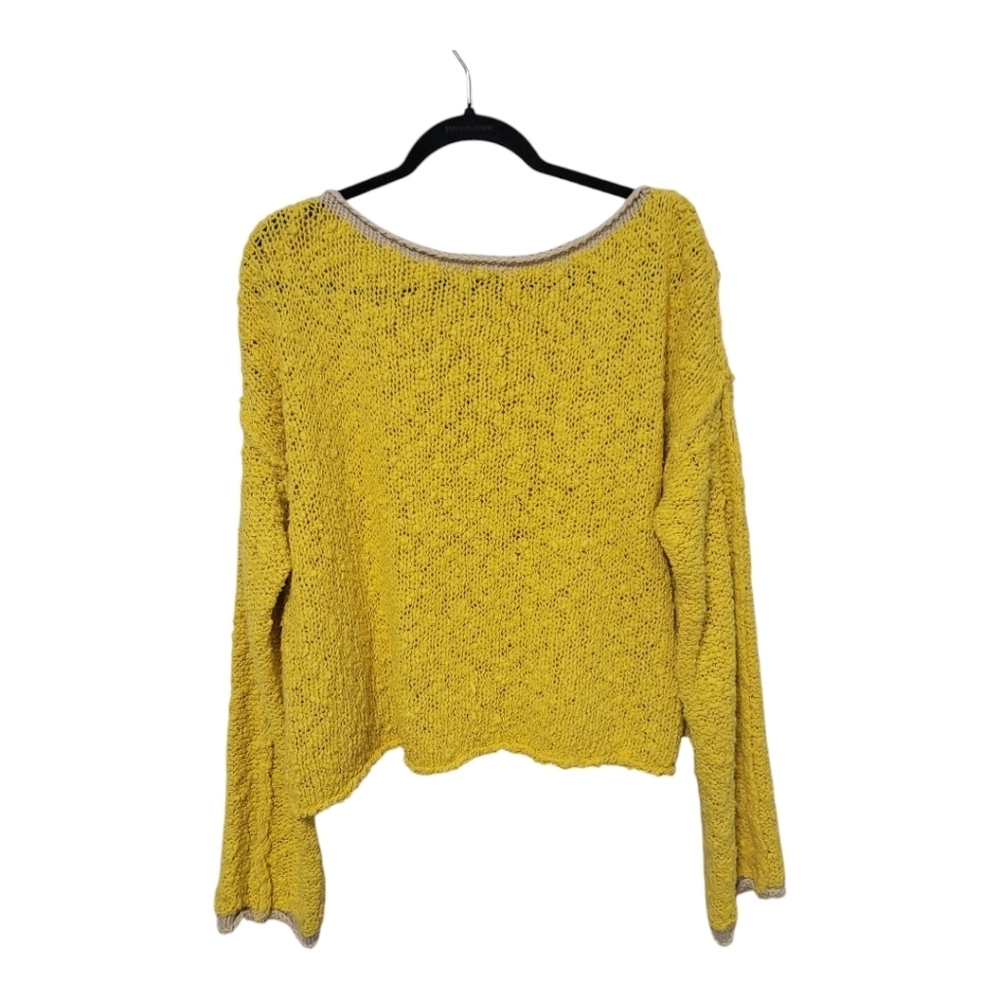Free People Rosie Sweater in Chutney Yellow and Biege Combo - Large - NWOT - Picture 6 of 10